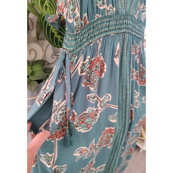 Knox Rose Teal and Red Floral Maxi Dress - Picture 6 of 15